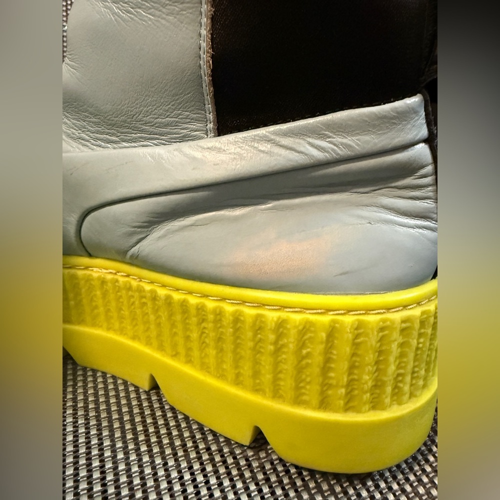 Fenty x Puma Leather Platform Chelsea Sneaker Boots Blue Neon Slip On - Picture 6 of 9